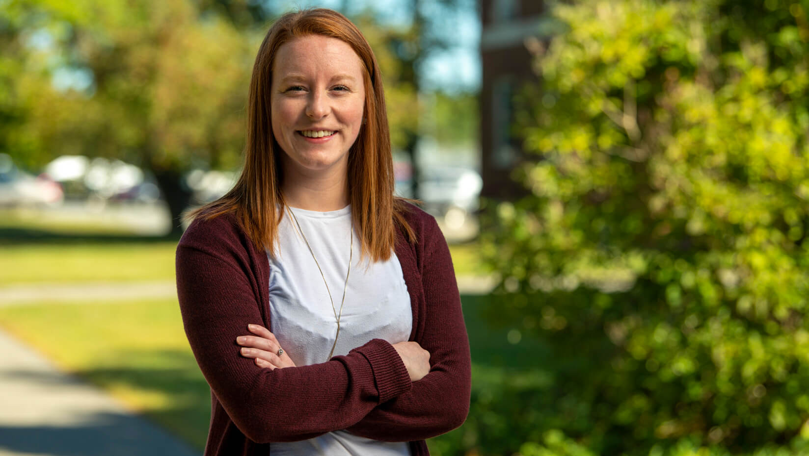 student posing for portrait