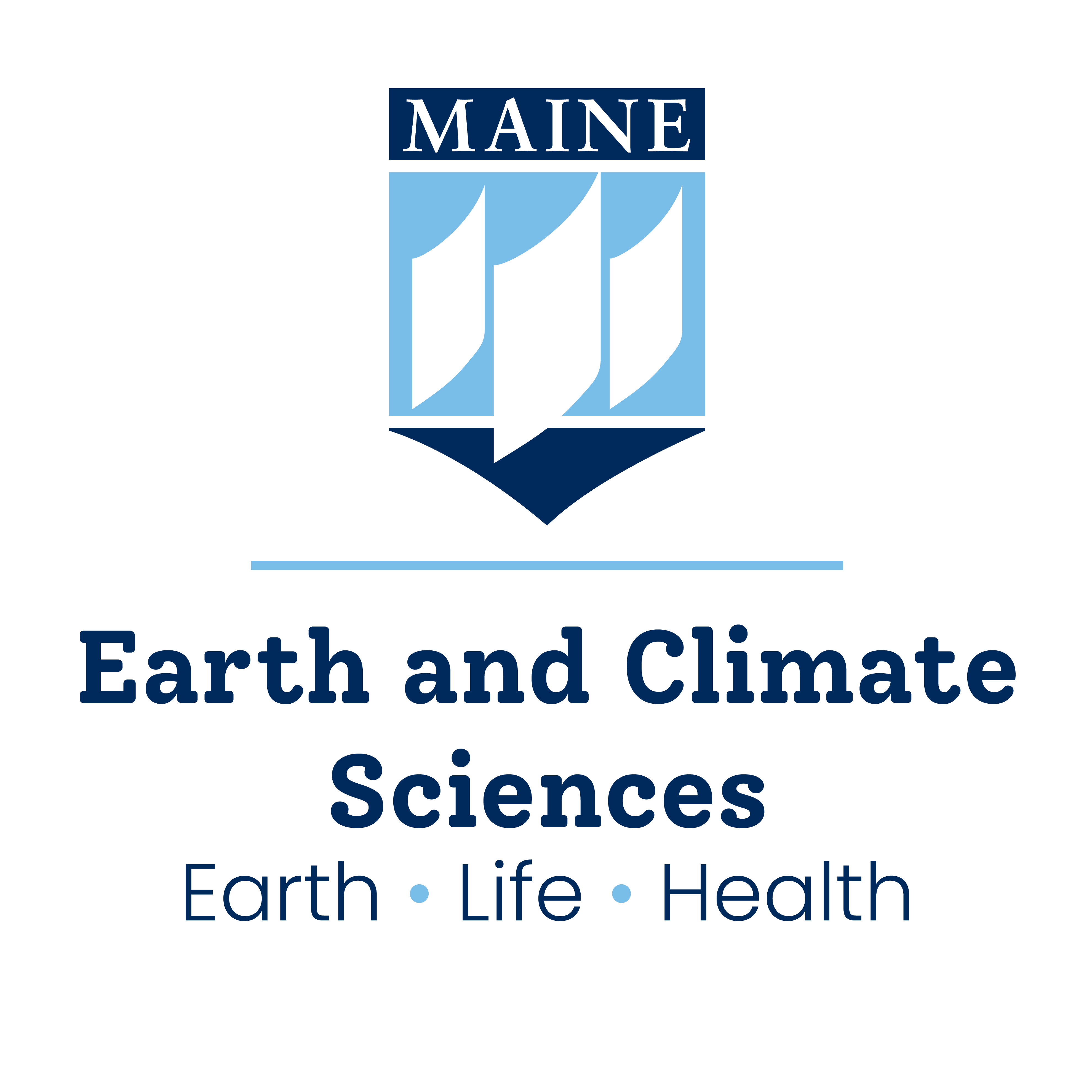 UMaine crest, earth and climate sciences, earth • life • health