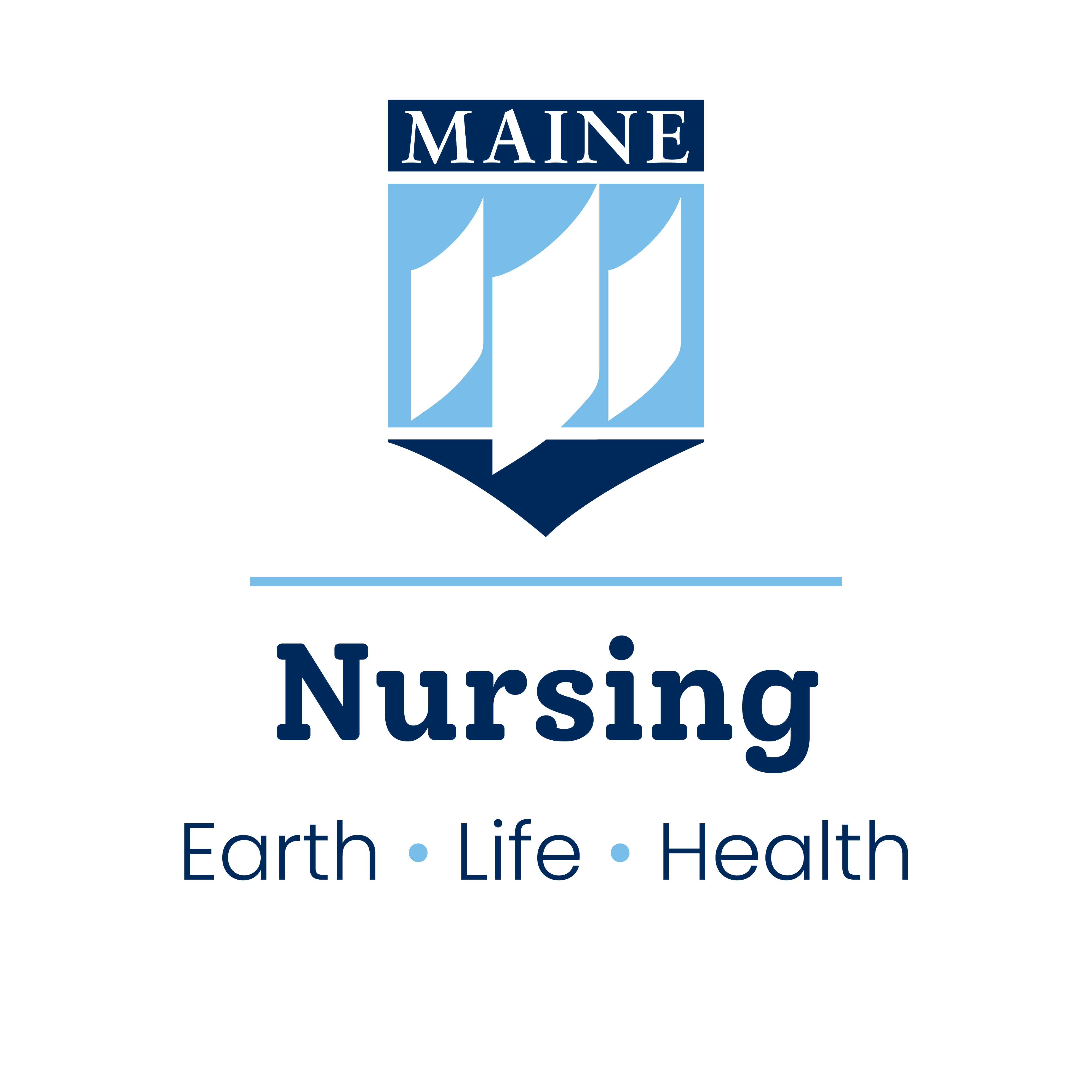 UMaine crest, nursing, earth • life • health