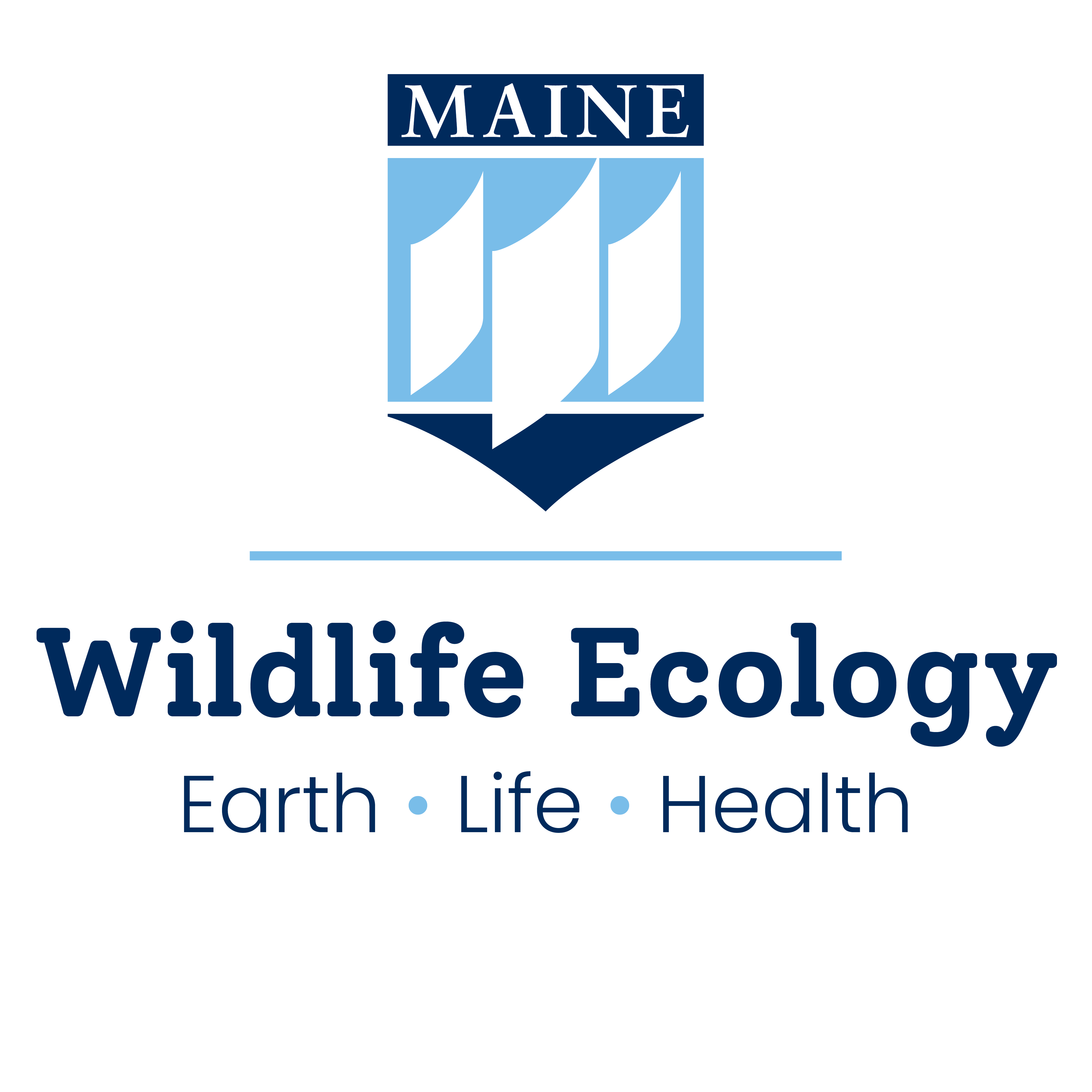 UMaine crest, wildlife ecology, earth • life • health